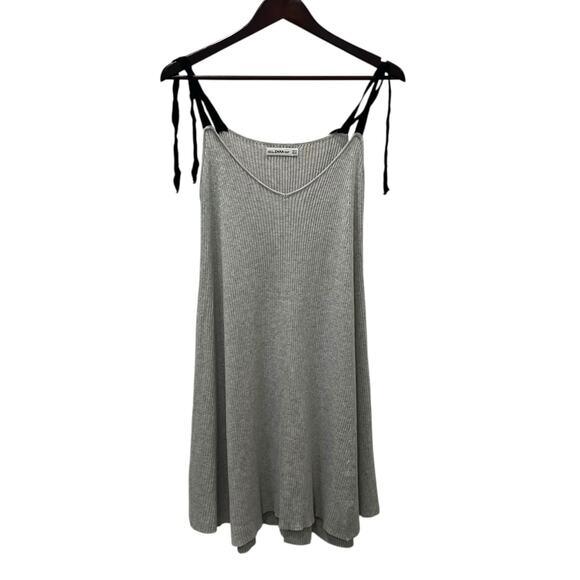 Zara Dresses & Skirts - Zara Gray Ribbed Knit Dress V Neck Size Medium